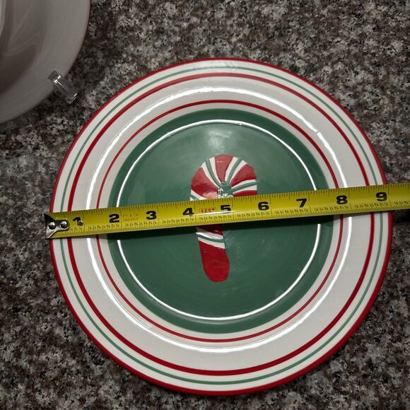 St. Nicholas Square Candy Greetings Candy Cane Plates 9" Set of 2 (two) - Picture 11 of 12